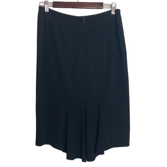 Ross Mayer Skirt Suit Womens 4 Black Pinstripe Blazer Pencil Skirt Ruffle - Picture 9 of 16